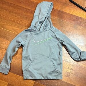 Nike Kids Gray Hoodie with Green Swoosh